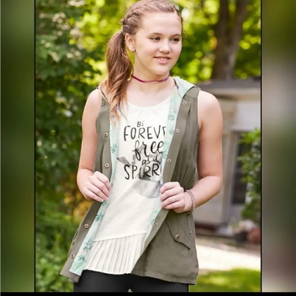 NWT Matilda Jane 435 Winding Path Vest Choose Your Own Path Snap Hooded Vest 14